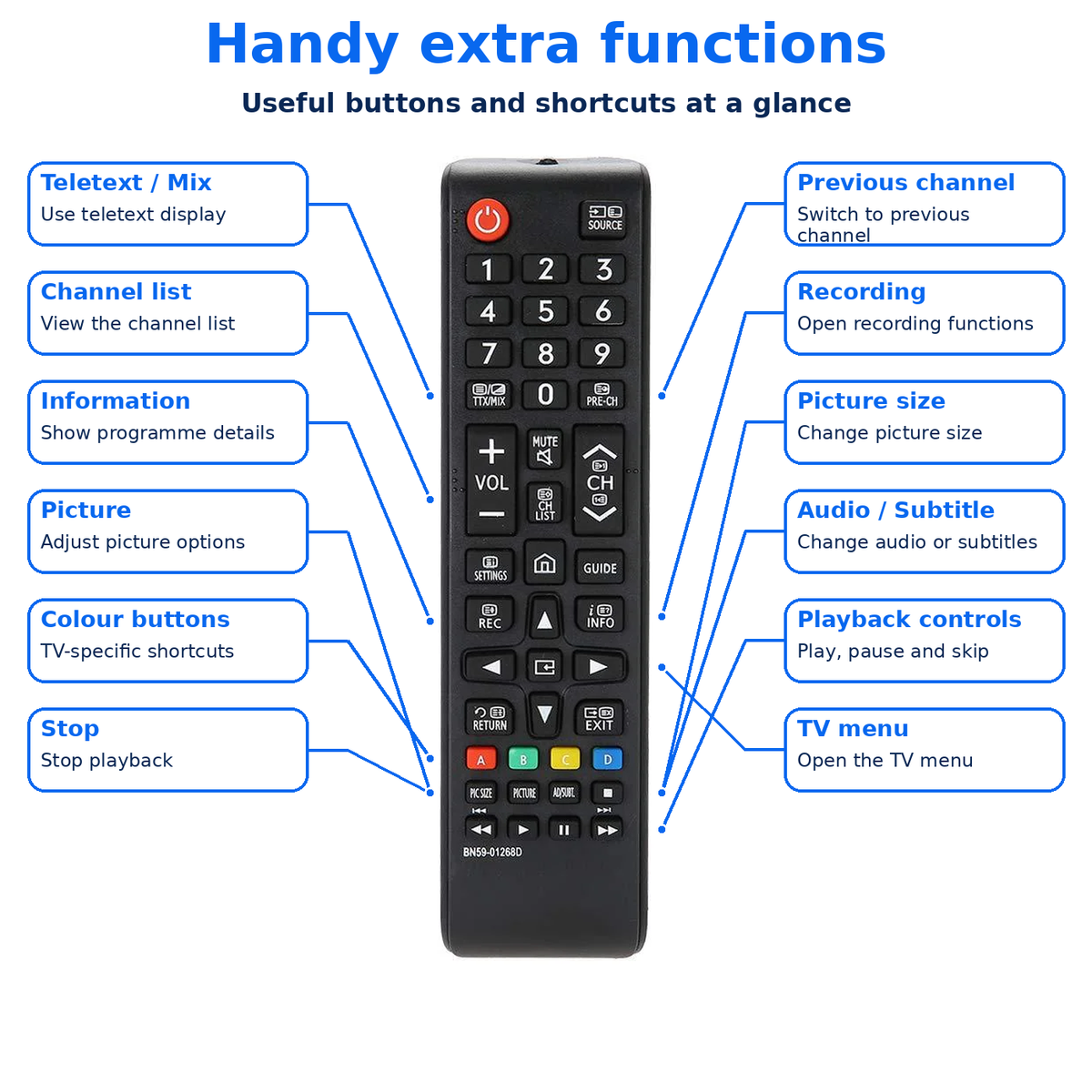 Samsung BN59-01268D Universal Smart TV Remote Control Replacement for LED LCD TV