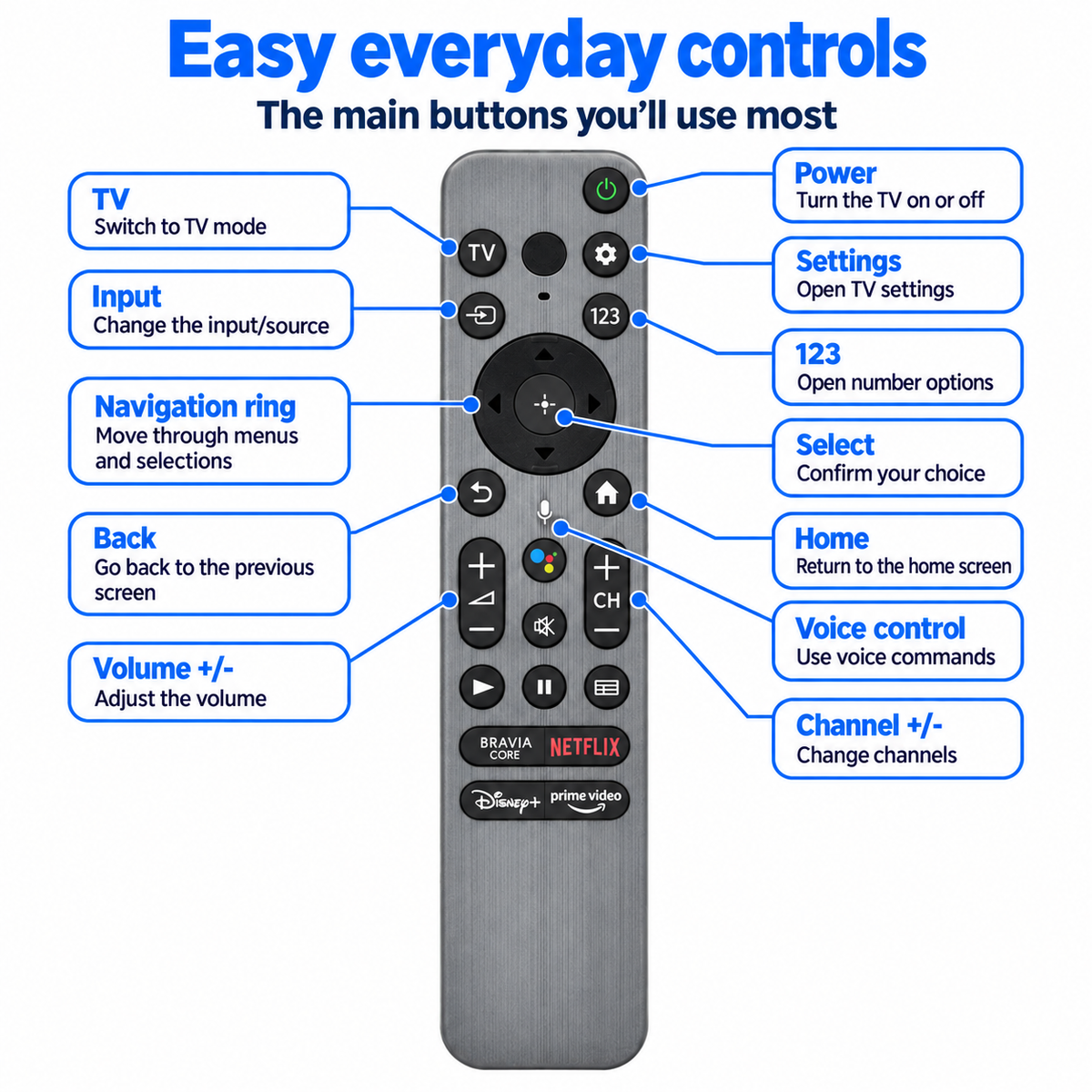 RMF-TX900U Sony Google Voice Assistant Remote Control for Sony HD Smart TV