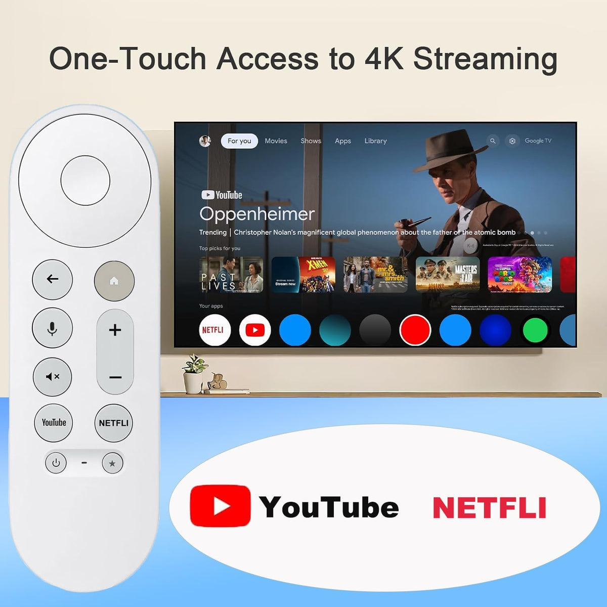 Replacement Voice Remote Control for Chromecast with Google TV 4K/HD, for Google TV Streamer 4K