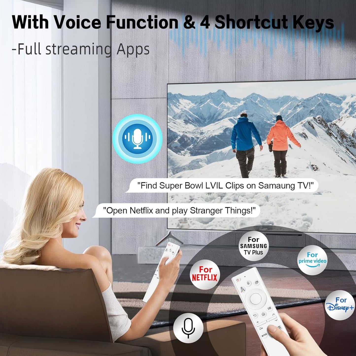 BN59-01391B Solar Remote Voice Rechargeable Control RMCSPB1EP1 Samsung Ultra HD 4K 8K Neo QLED Crystal UHD TV