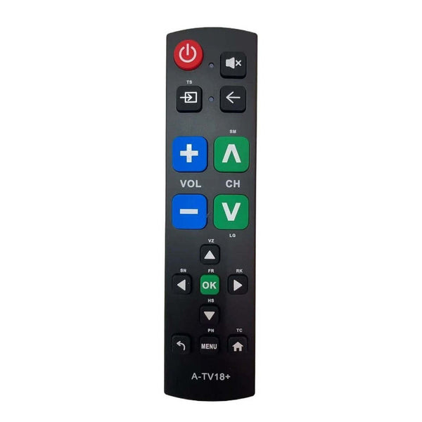 A-TV18+ TV Remote Universal All Brands Big Button Learning Functions C ...