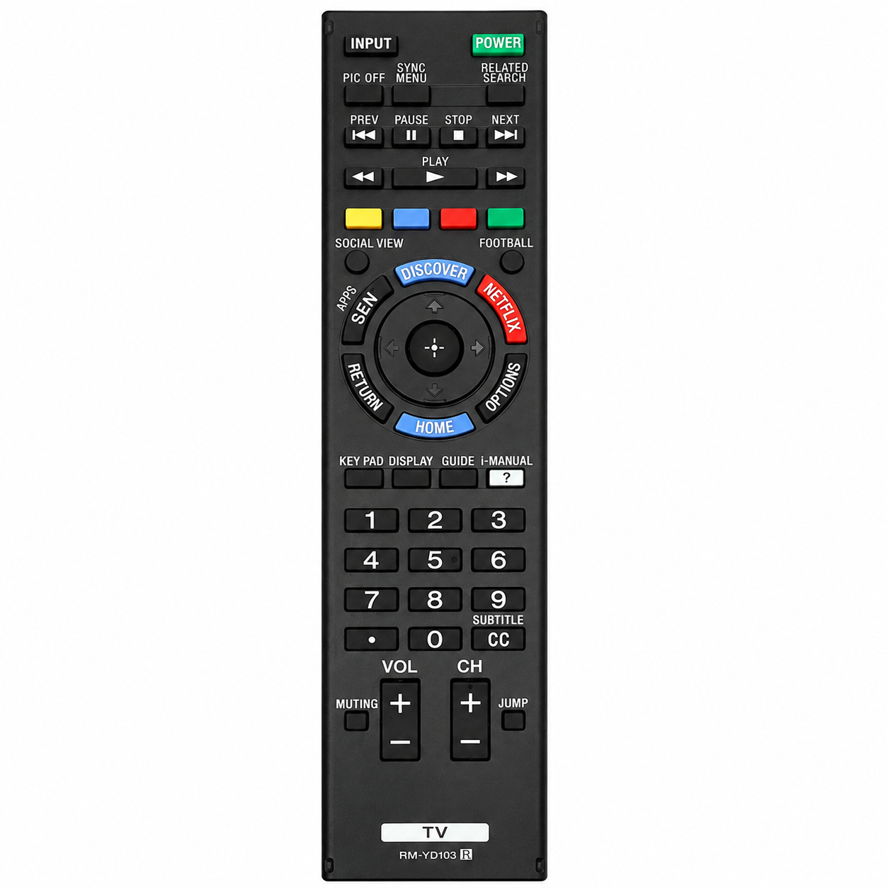 Sony Universal All Model TV Remote Control Replacement With Netflix Home Guide Button