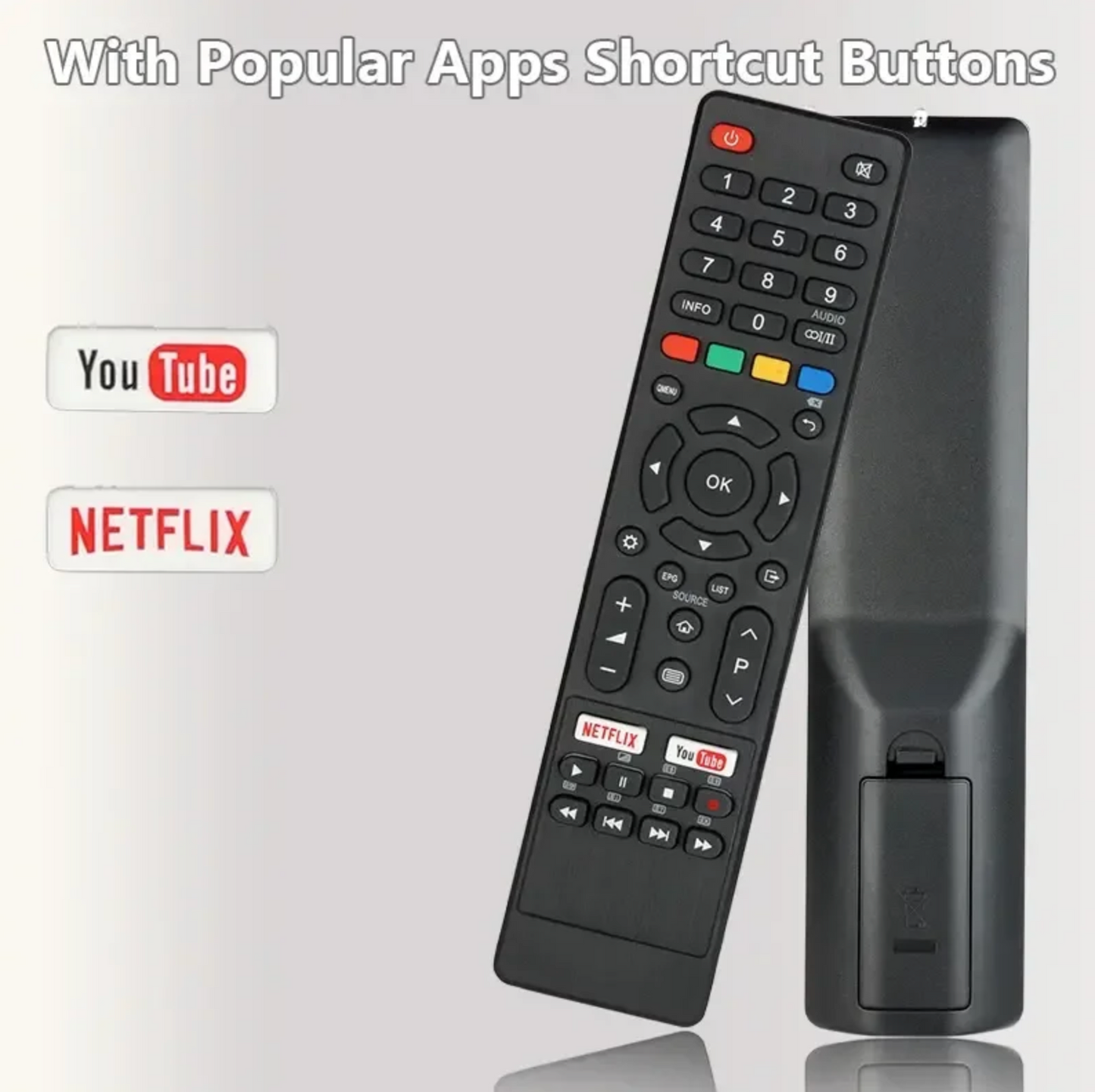 ATV55UHD Bauhn Kogan JVC Linsar CHiQ Saba Changhong Smart TV Remote Control CLE-1042 With NETFLIX YouTube Button